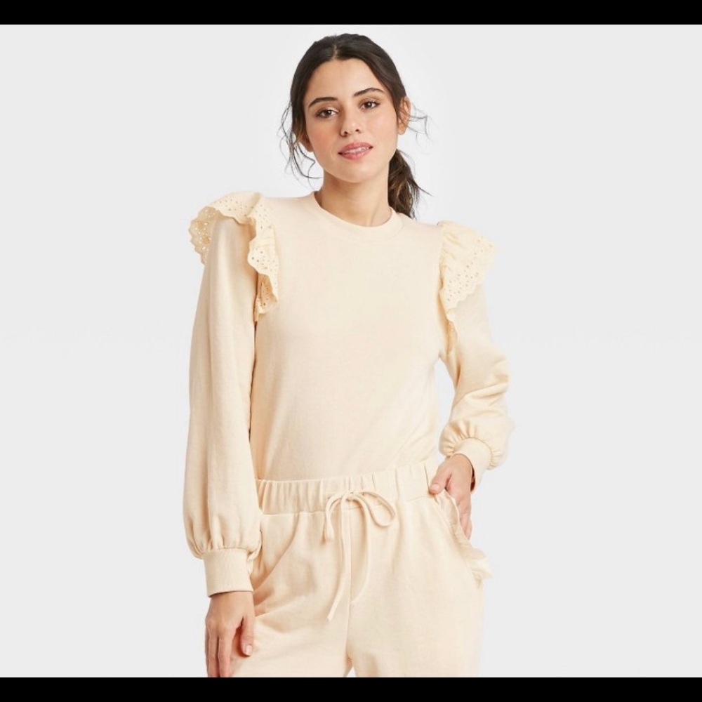 Who What Wear NWT Puff Sleeve Sweatshirt SZ Large